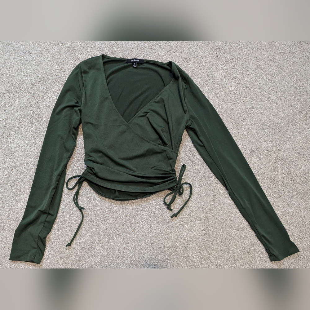 Elegant Green Wrap Top